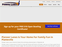 Tablet Screenshot of pioneerbowling.com